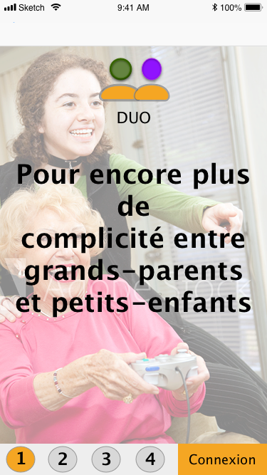 écran accueil et tuto Projet DUO UI design