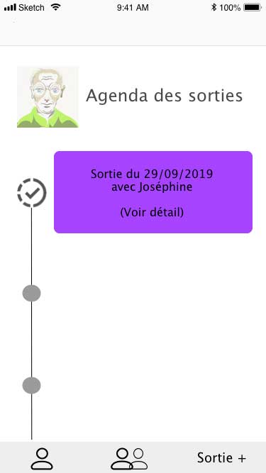 écran Agenda Projet DUO UI design