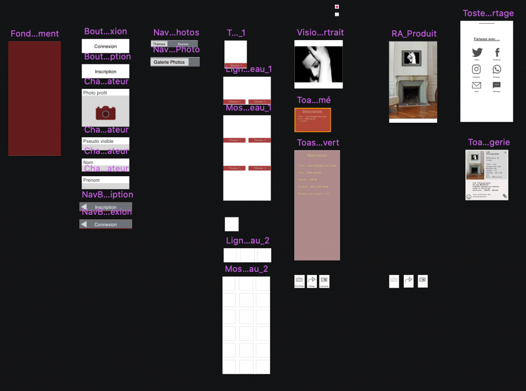 Planche wireframe Sketch avec symbols