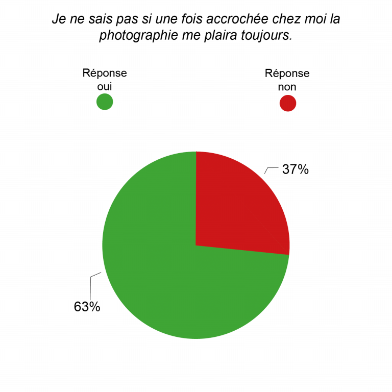 Résultat sondage utilisateurs "importance de découvrir l'oeuvre "Avez-vous un doute à propos de votre choix d'achat une fois l'oeuvre accrochée chez vous ?"